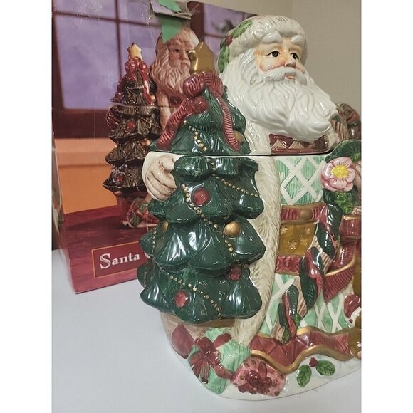 Festive Design Colorful Hand Painted Ceramic Santa Claus cookie jar 13 inches - Picture 6 of 16